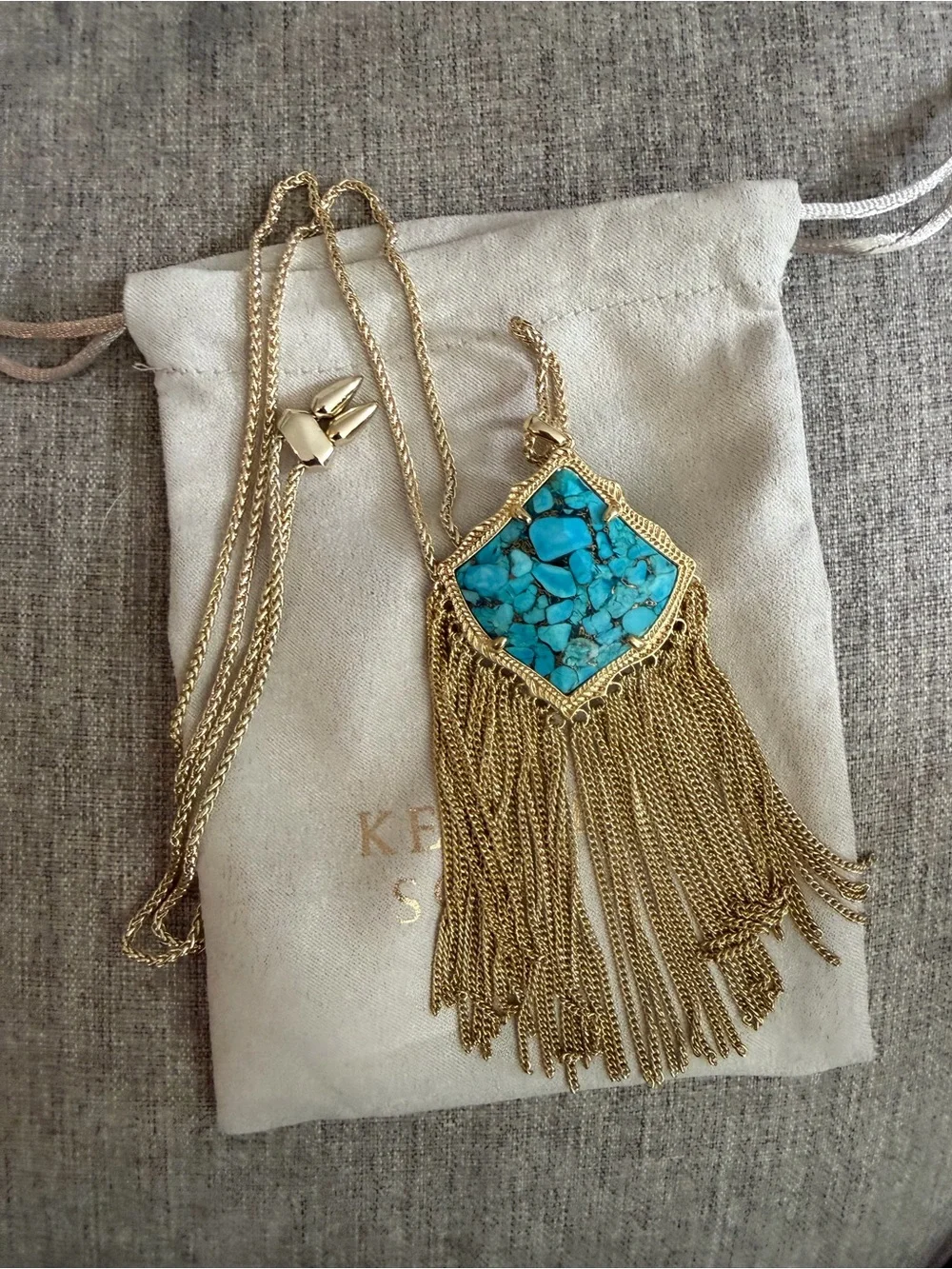 Kendra Scott Gold/Turquoise Kingston Necklace